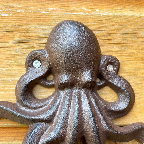 Cast Iron Octopus 6 Wall Hook Rack