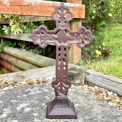Cast Iron Cross On Stand 28cm
