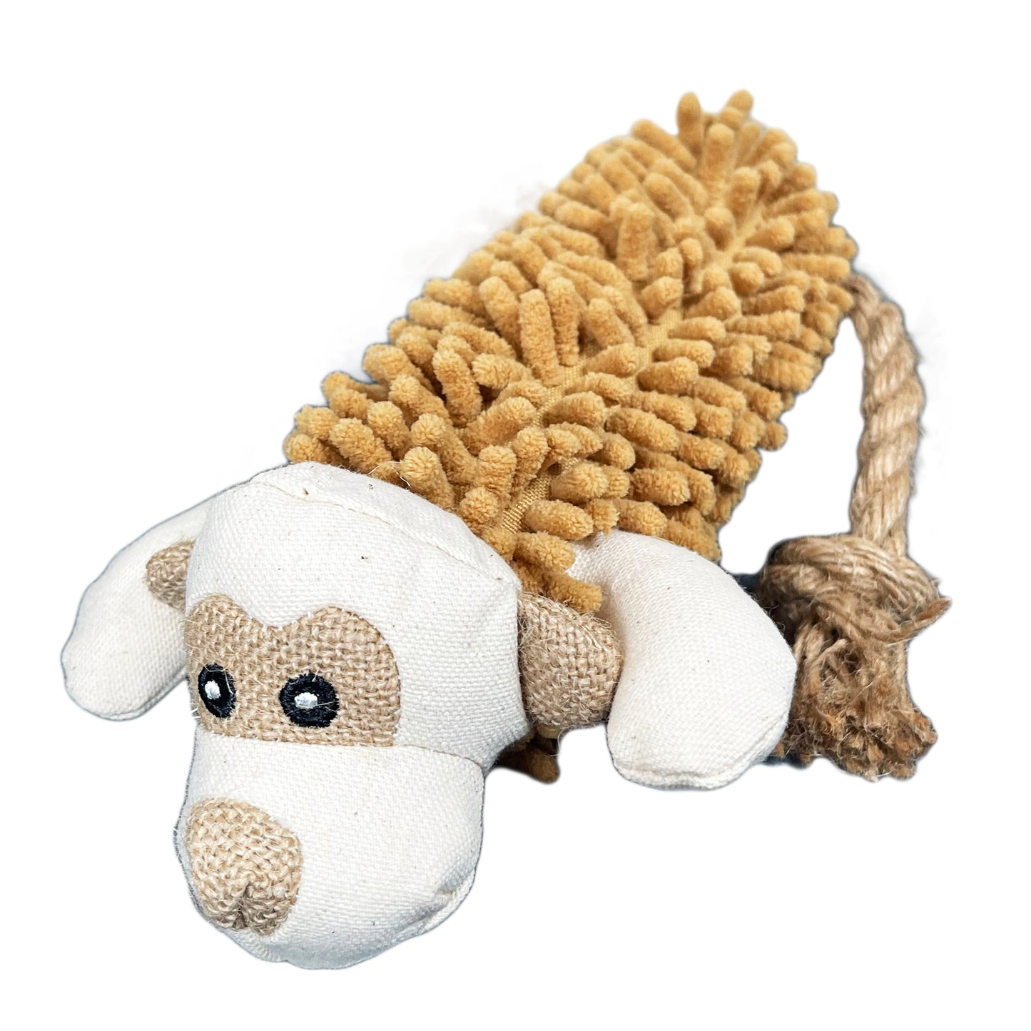 Shaggy Monkey Squeaky Dog Toy With Rope Tail