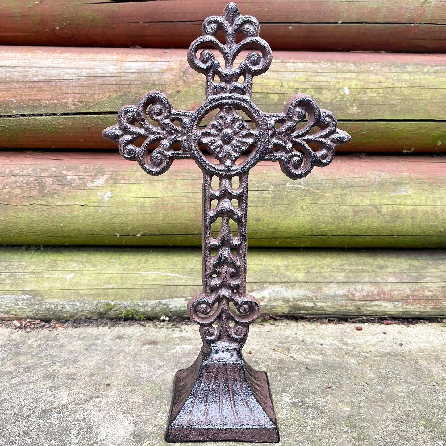 Cast Iron Cross On Stand 28cm