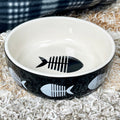 Black Fish Outline Cat Bowl