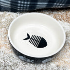 Schwarzer Fisch-Kontur-Katzennapf