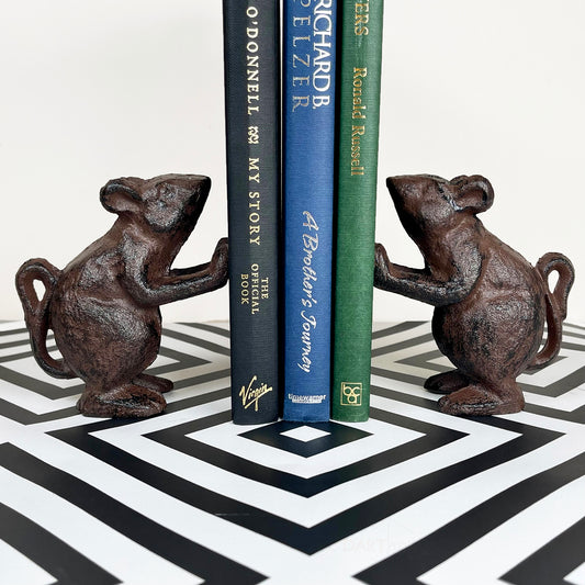 Set Of 2 Cast Iron Mouse Bookends