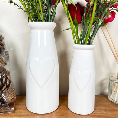 Set Of 2 Heart Bottle Vases