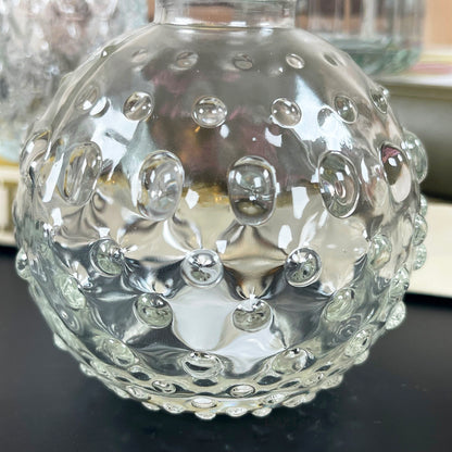 Set Of 3 Clear Glass Bobble Vases