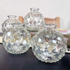 Set Of 3 Clear Glass Bobble Vases