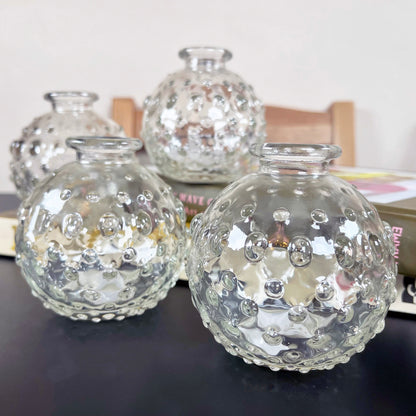 Set Of 3 Clear Glass Bobble Vases