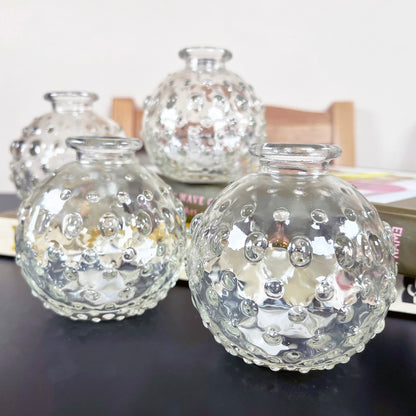 Set Of 4 Clear Glass Bobble Vases