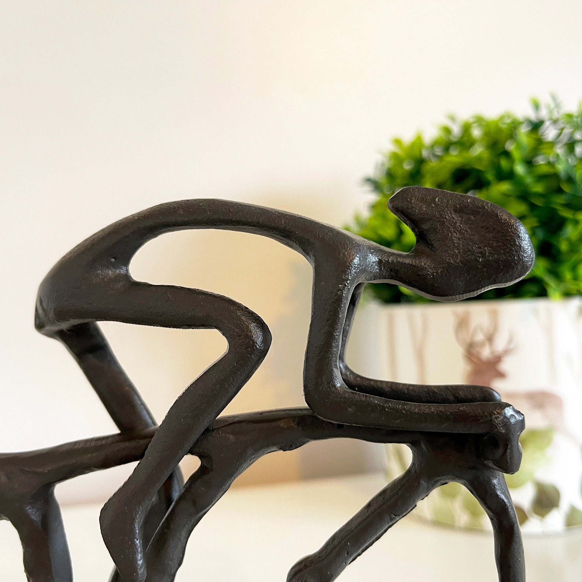 Black Cast Iron Racing Cyclist Sculpture Gift 18cm