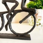 Schwarze Rennradfahrer-Skulptur aus Gusseisen, Geschenk, 18 cm