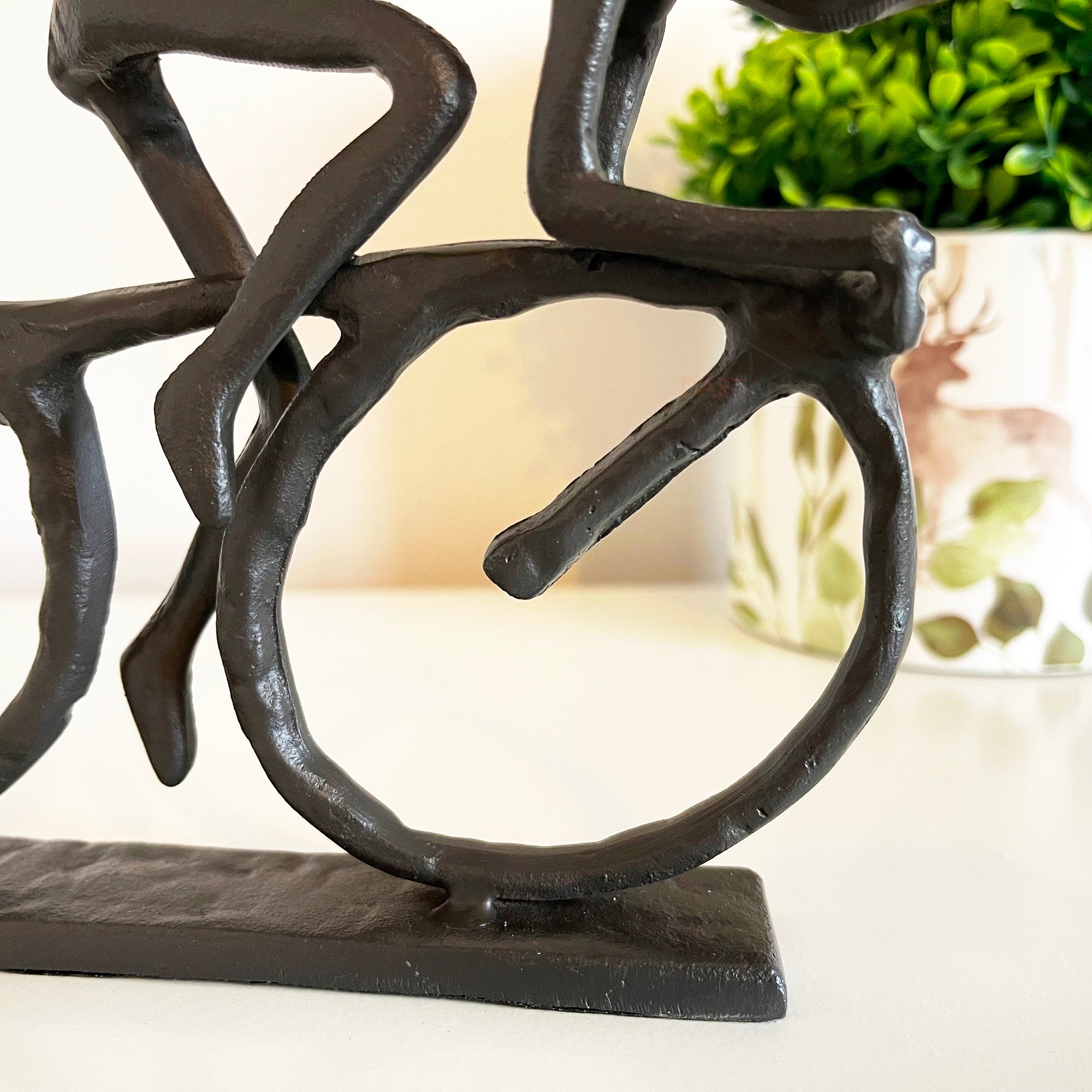 Black Cast Iron Racing Cyclist Sculpture Gift 18cm