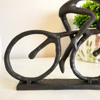 Schwarze Rennradfahrer-Skulptur aus Gusseisen, Geschenk, 18 cm