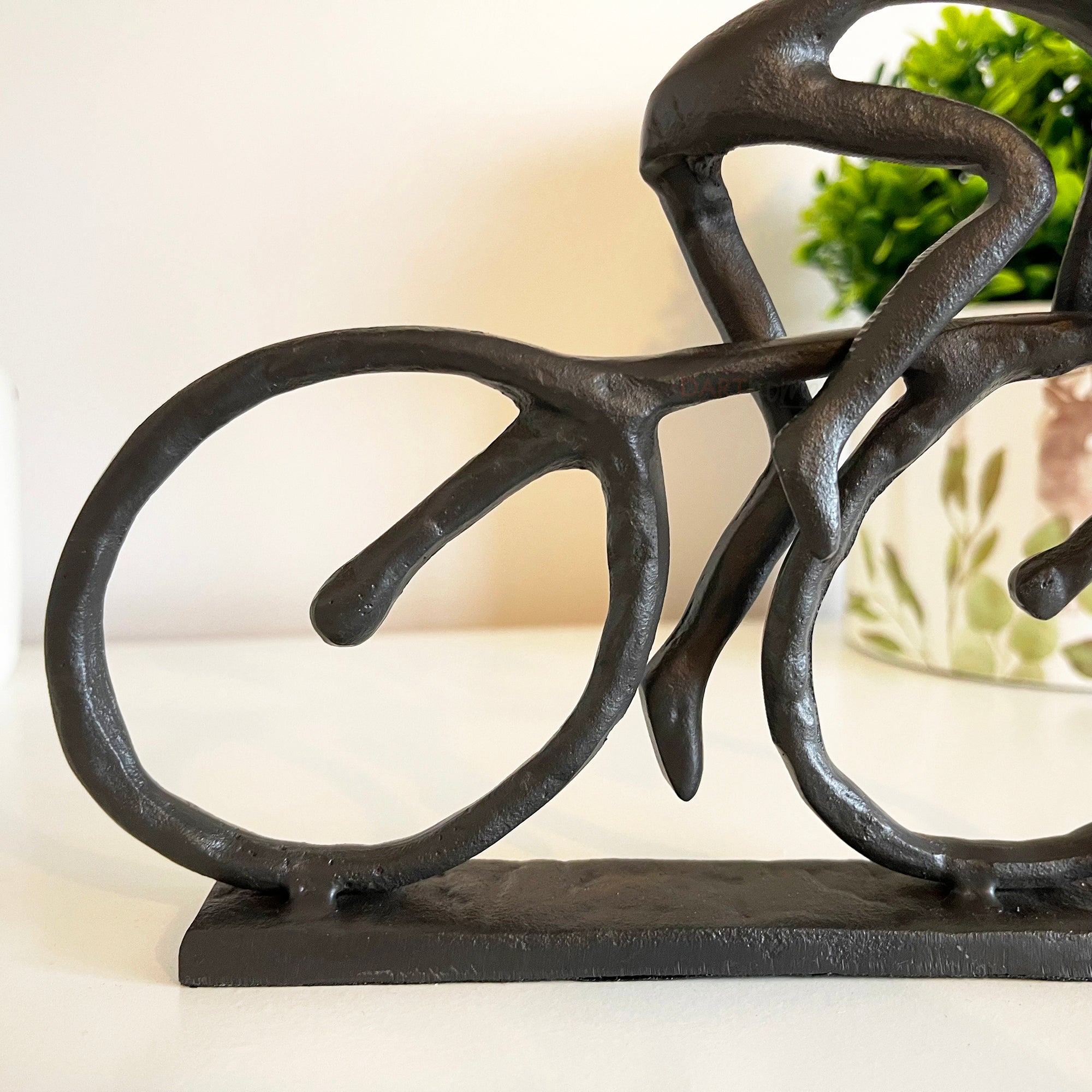 Black Cast Iron Racing Cyclist Sculpture Gift 18cm