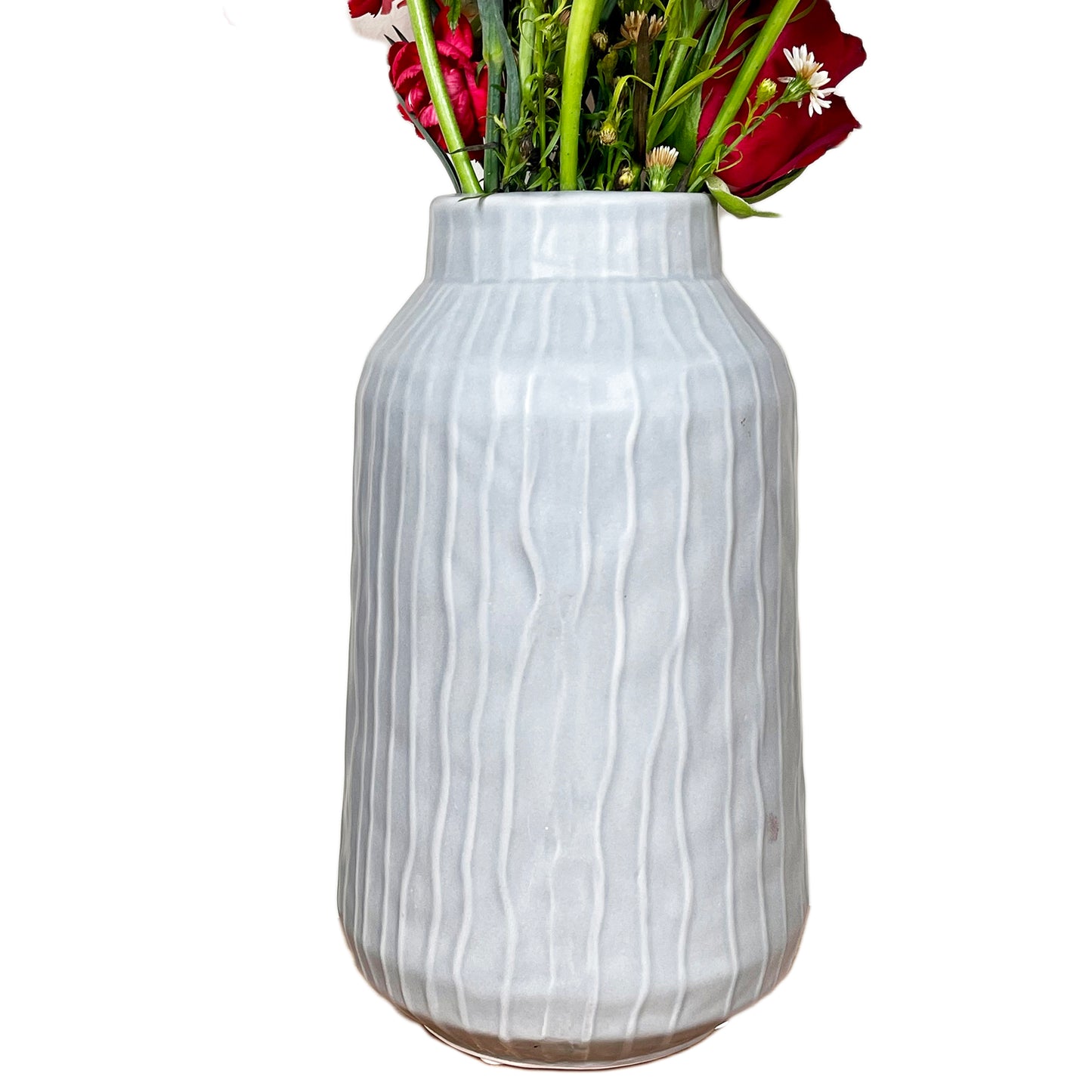 Striped Pastel Grey Vase