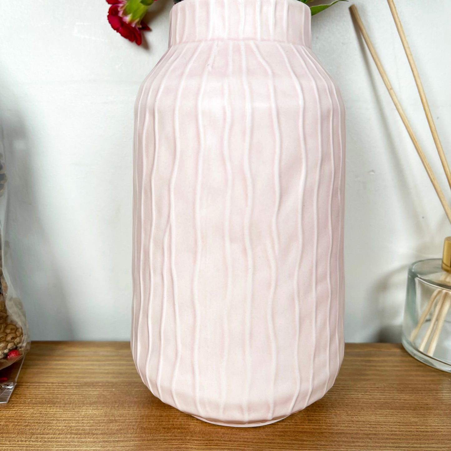 Striped Pastel Pink Vase