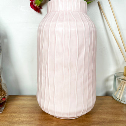 Gestreifte pastellrosa Vase