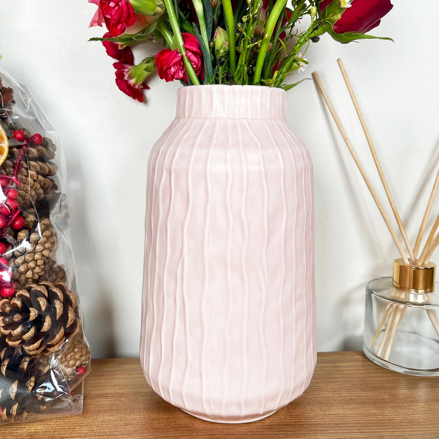 Striped Pastel Pink Vase