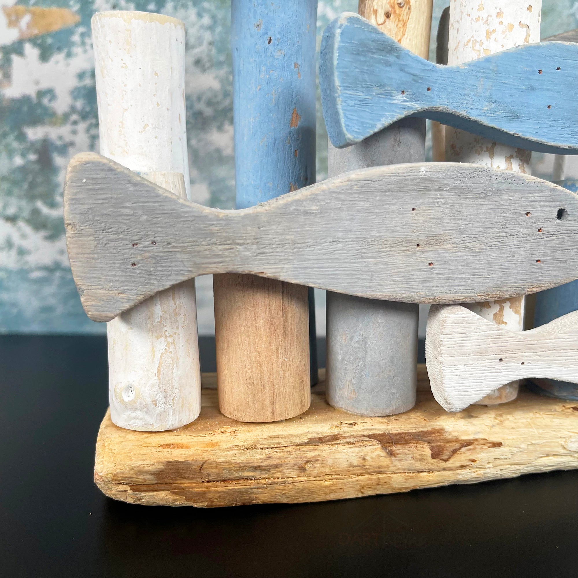 Wooden Shoal Of Fish Ornament