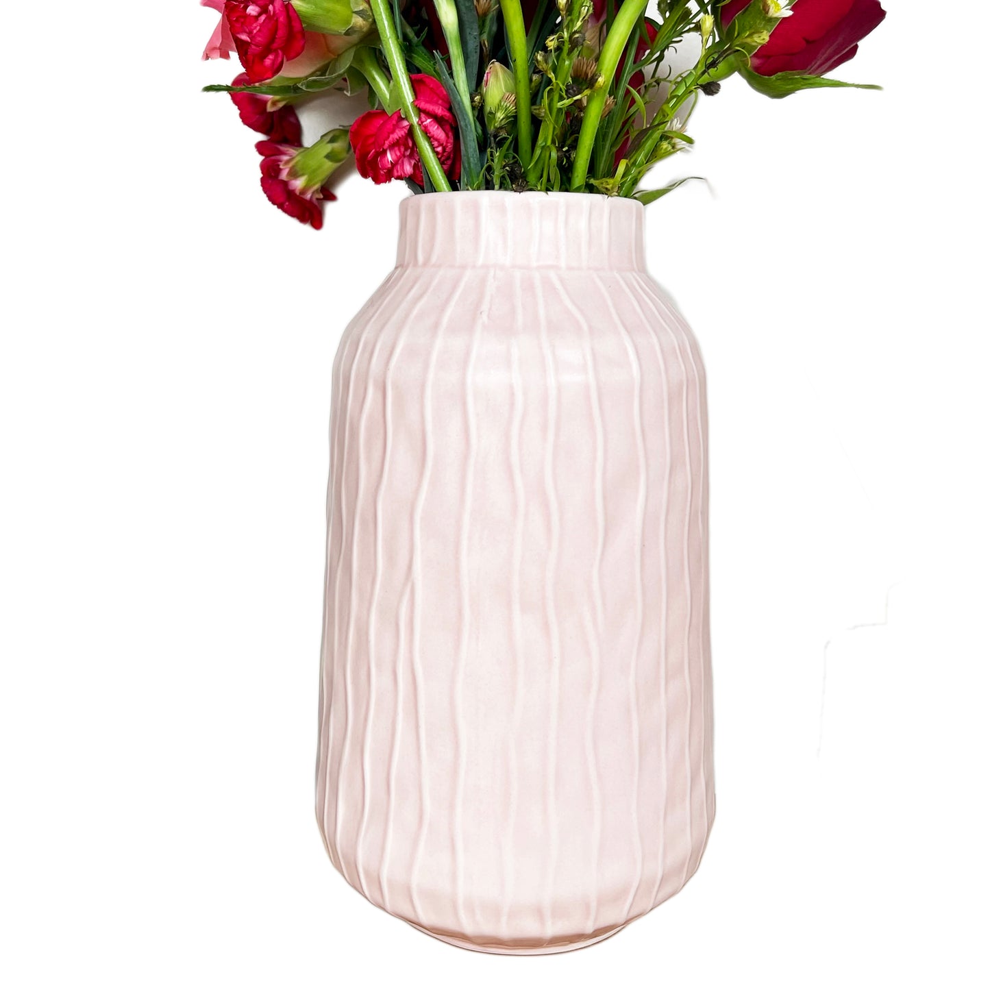 Gestreifte pastellrosa Vase