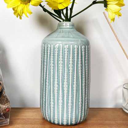 Glazed Ceramic Indented Bottle Vase