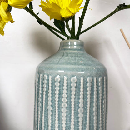 Glazed Ceramic Indented Bottle Vase