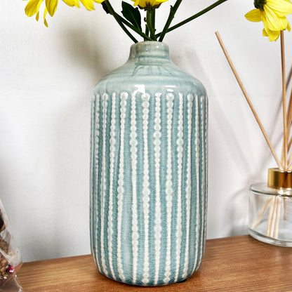 Glazed Ceramic Indented Bottle Vase