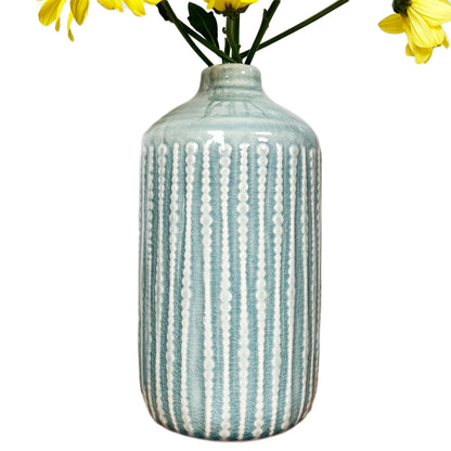 Glazed Ceramic Indented Bottle Vase