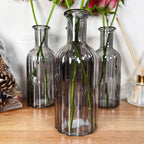 Set Of 4 Smoky Grey Bottle Vases