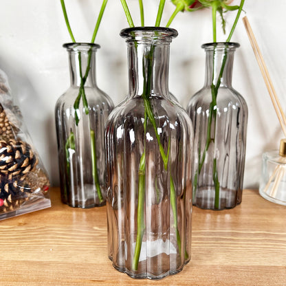 Set Of 4 Smoky Grey Bottle Vases