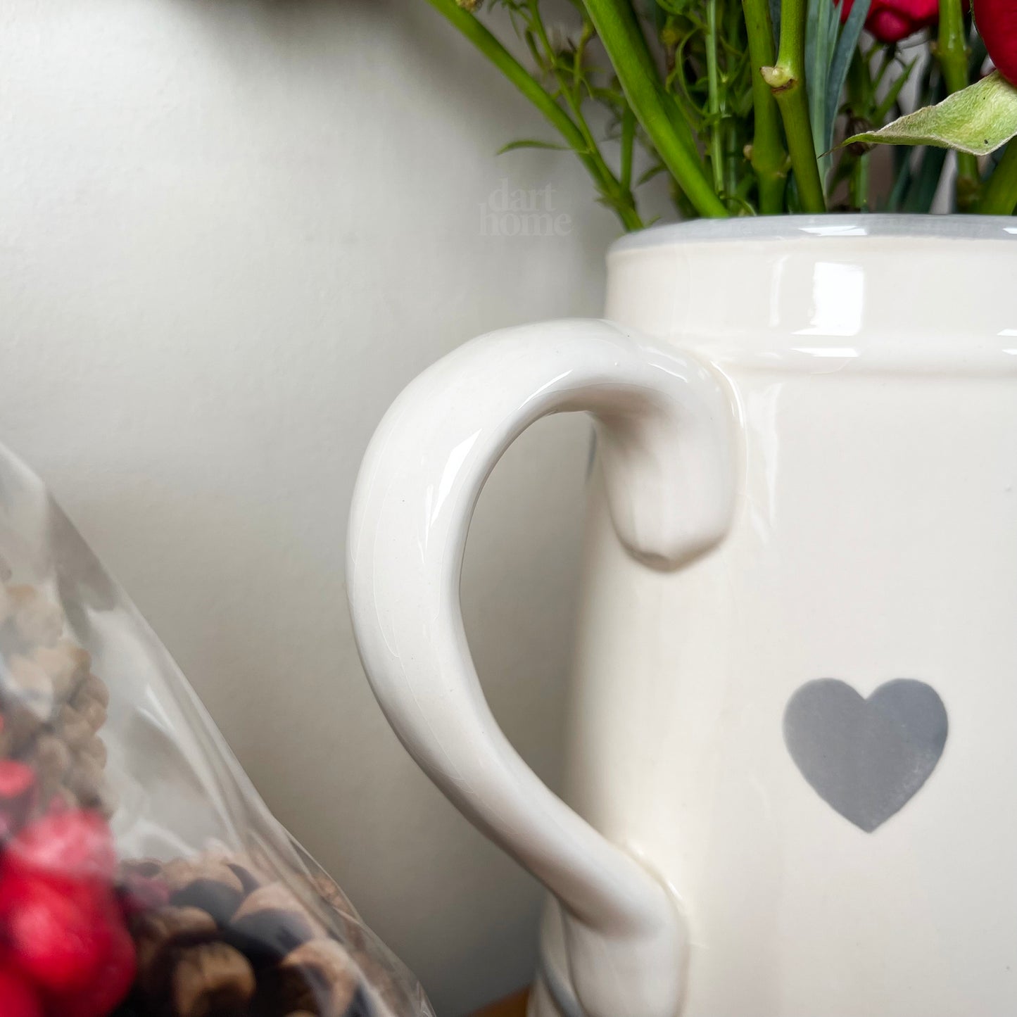 Faded Grey Love Heart Jug Vase