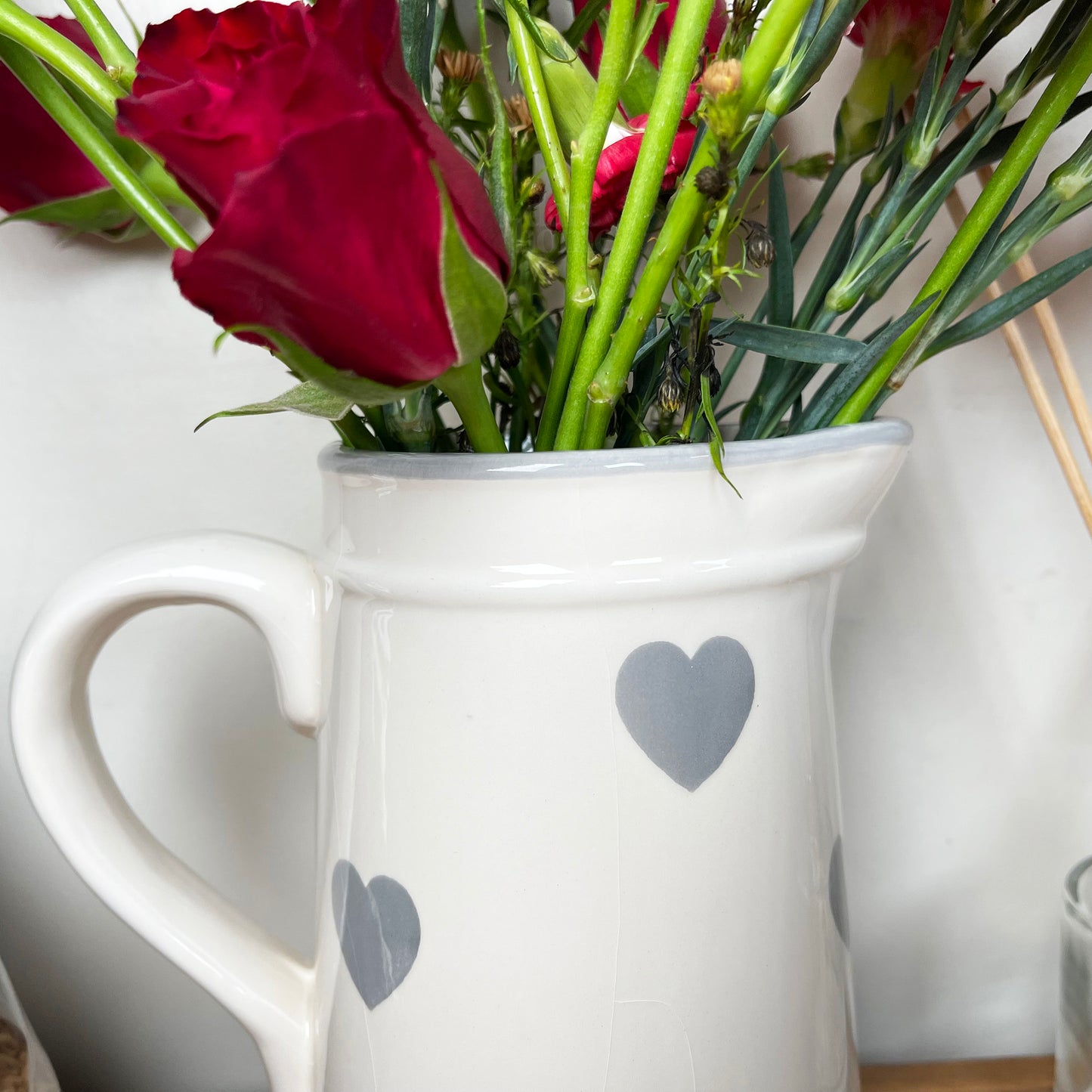 Faded Grey Love Heart Jug Vase