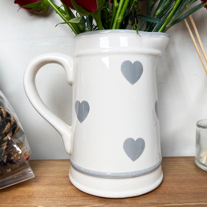 Faded Grey Love Heart Jug Vase