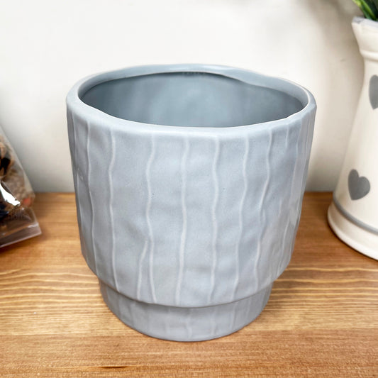 Striped Pastel Grey Pot Cover