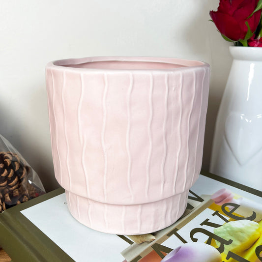 Striped Pastel Pink Pot Cover