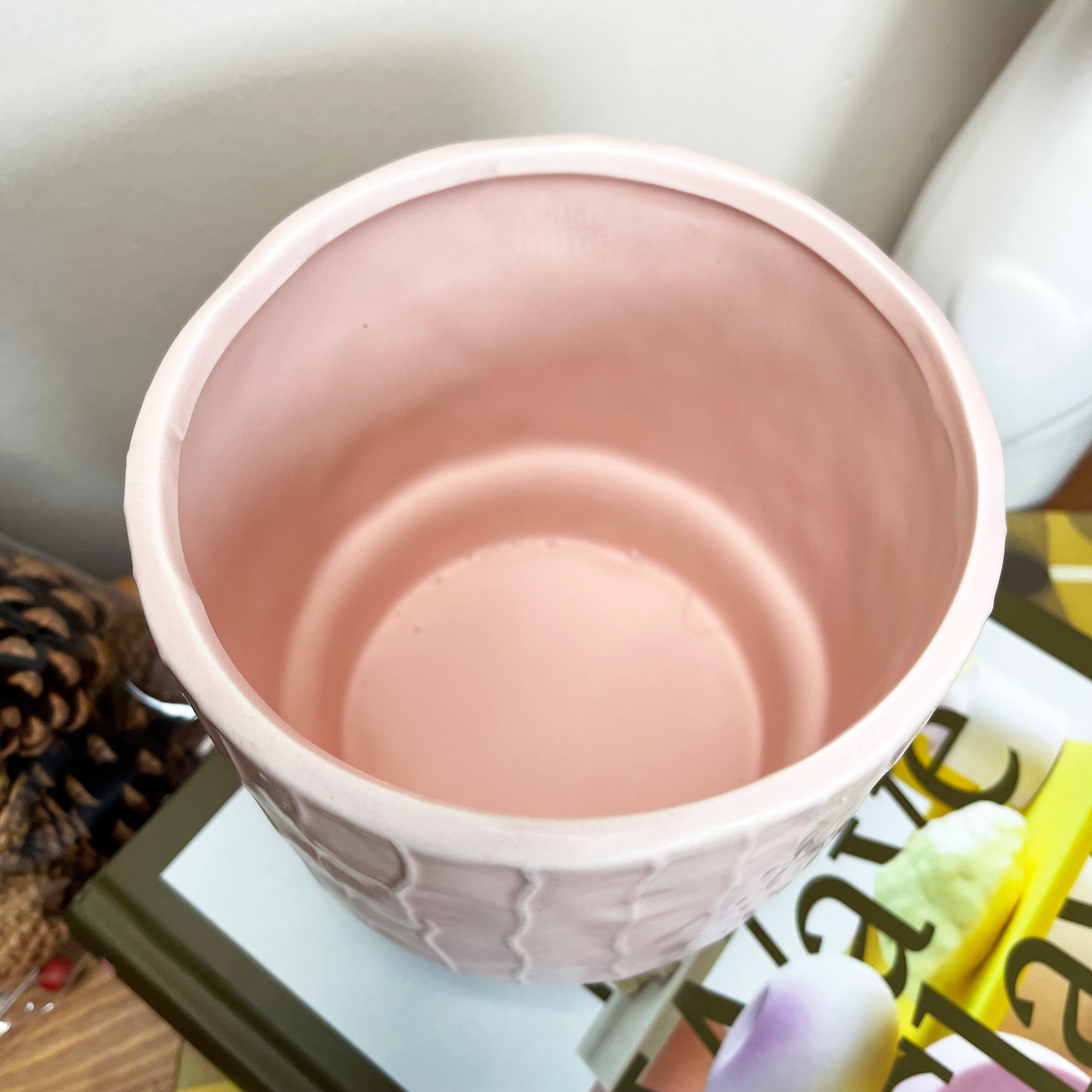 Striped Pastel Pink Pot Cover