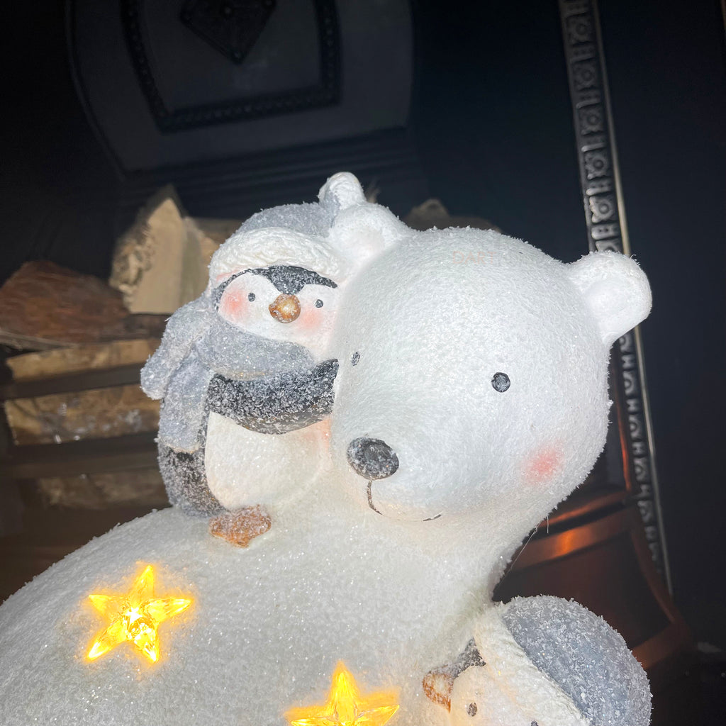 LED Polar Bear & Penguins Christmas Sculpture