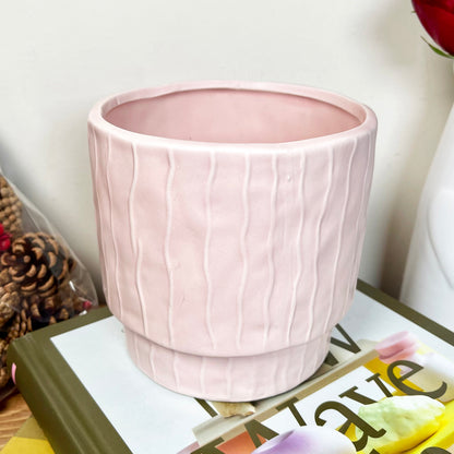 Striped Pastel Pink Pot Cover