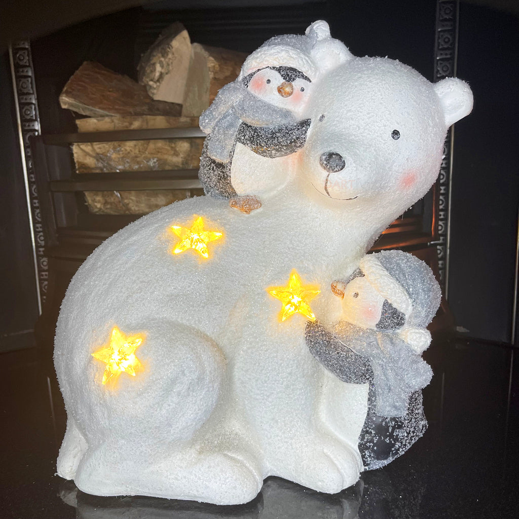 LED Polar Bear & Penguins Christmas Sculpture