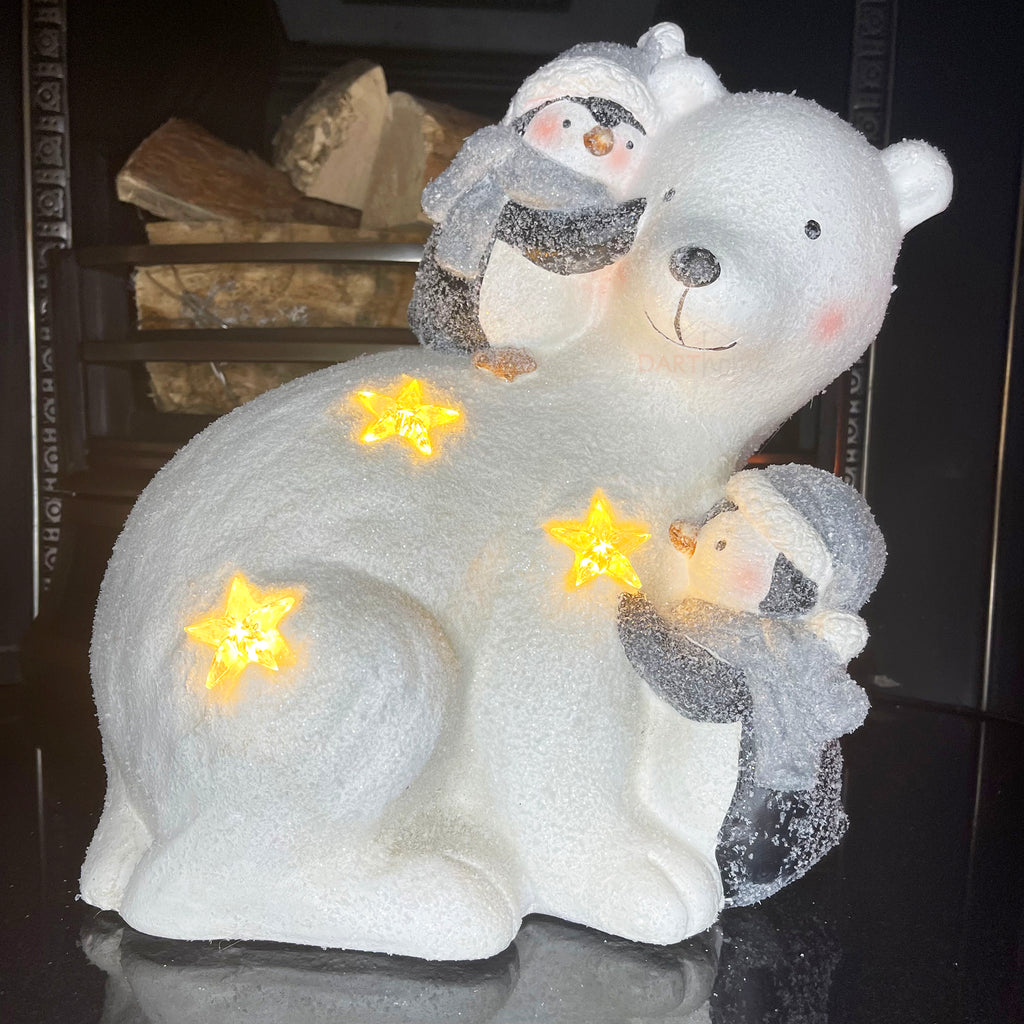 LED Polar Bear & Penguins Christmas Sculpture
