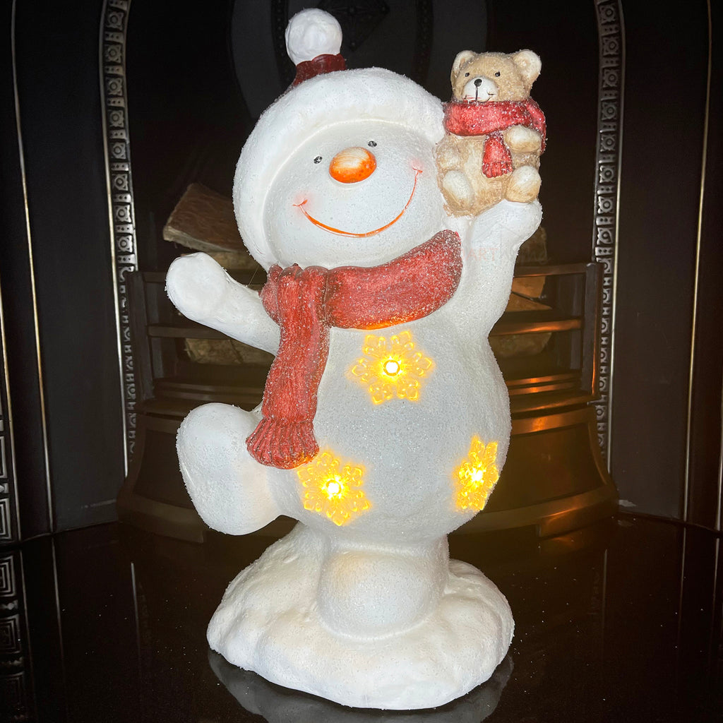 LED Snowman & Teddy Bear Christmas Sculpture