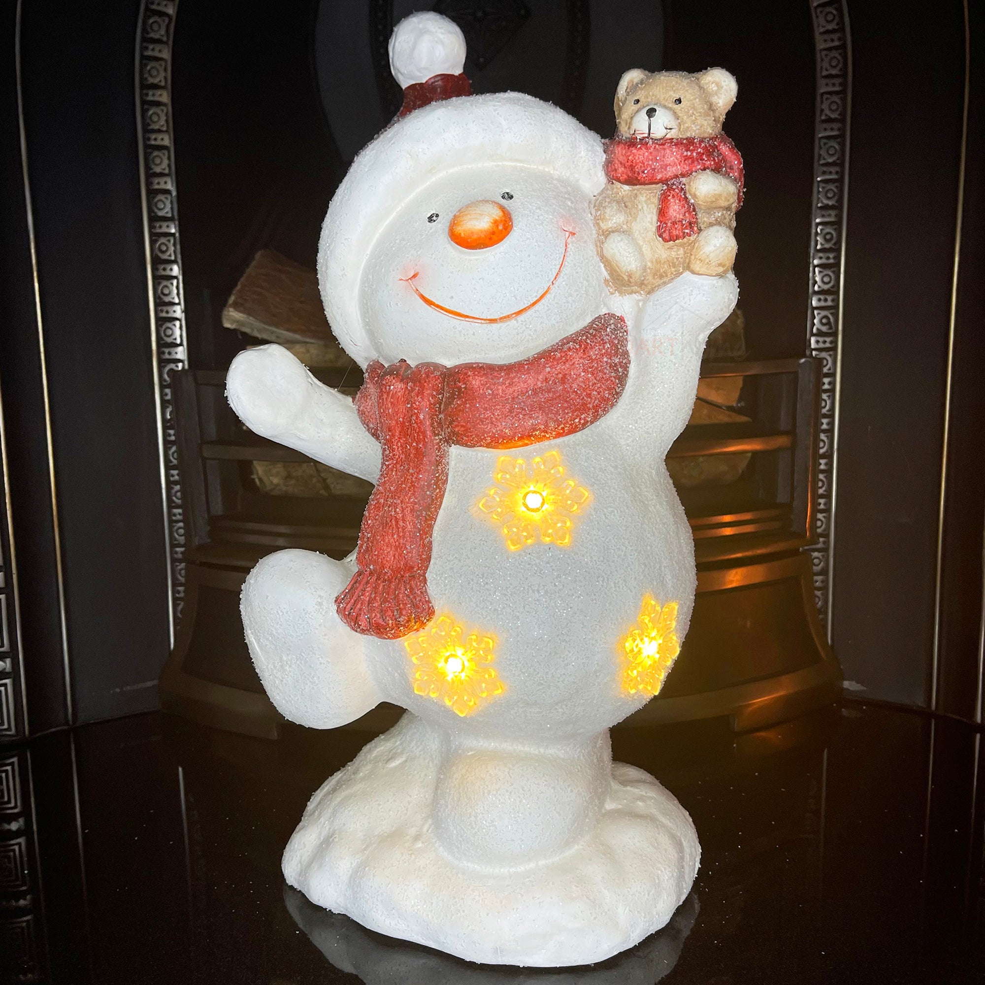 LED Snowman & Teddy Bear Christmas Sculpture