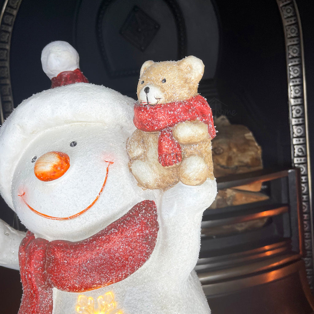 LED Snowman & Teddy Bear Christmas Sculpture