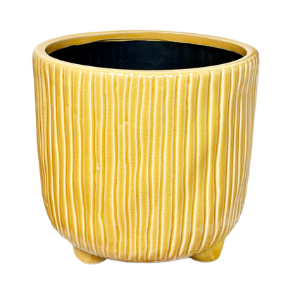 Vertical Striped Yellow Pot