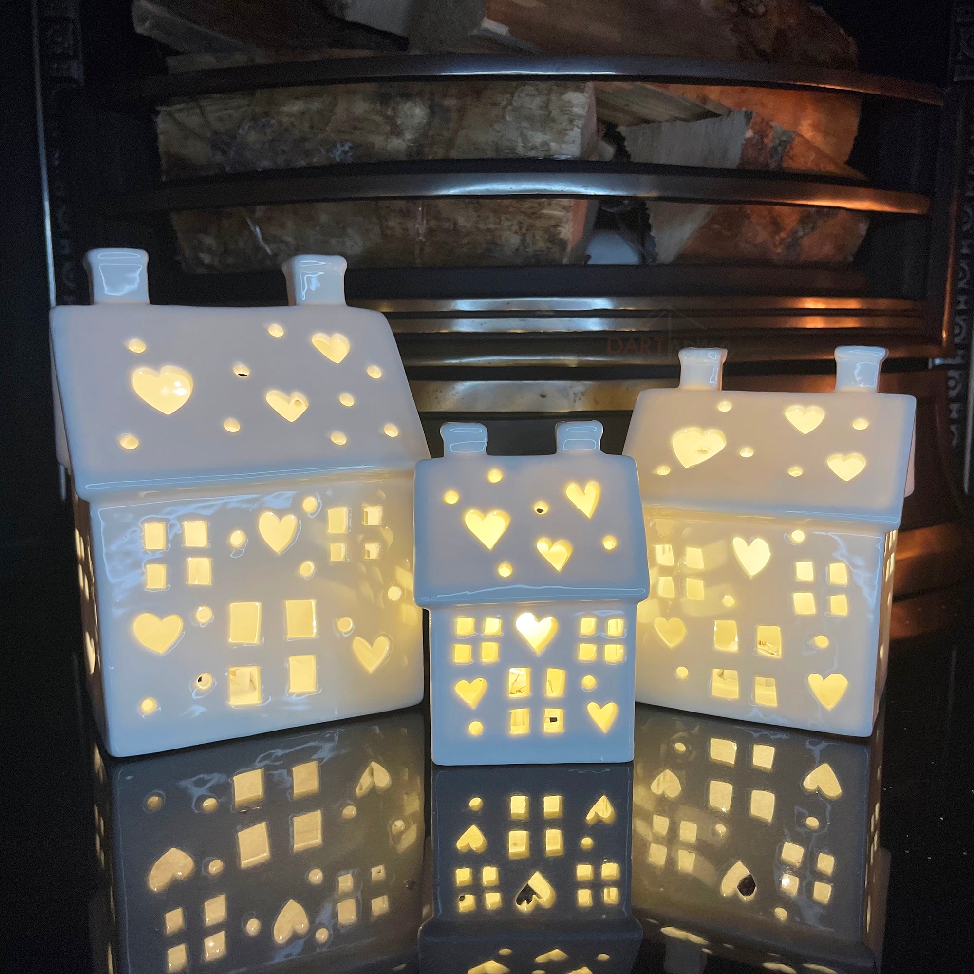 LED Light Up White Ceramic House Christmas Decorations