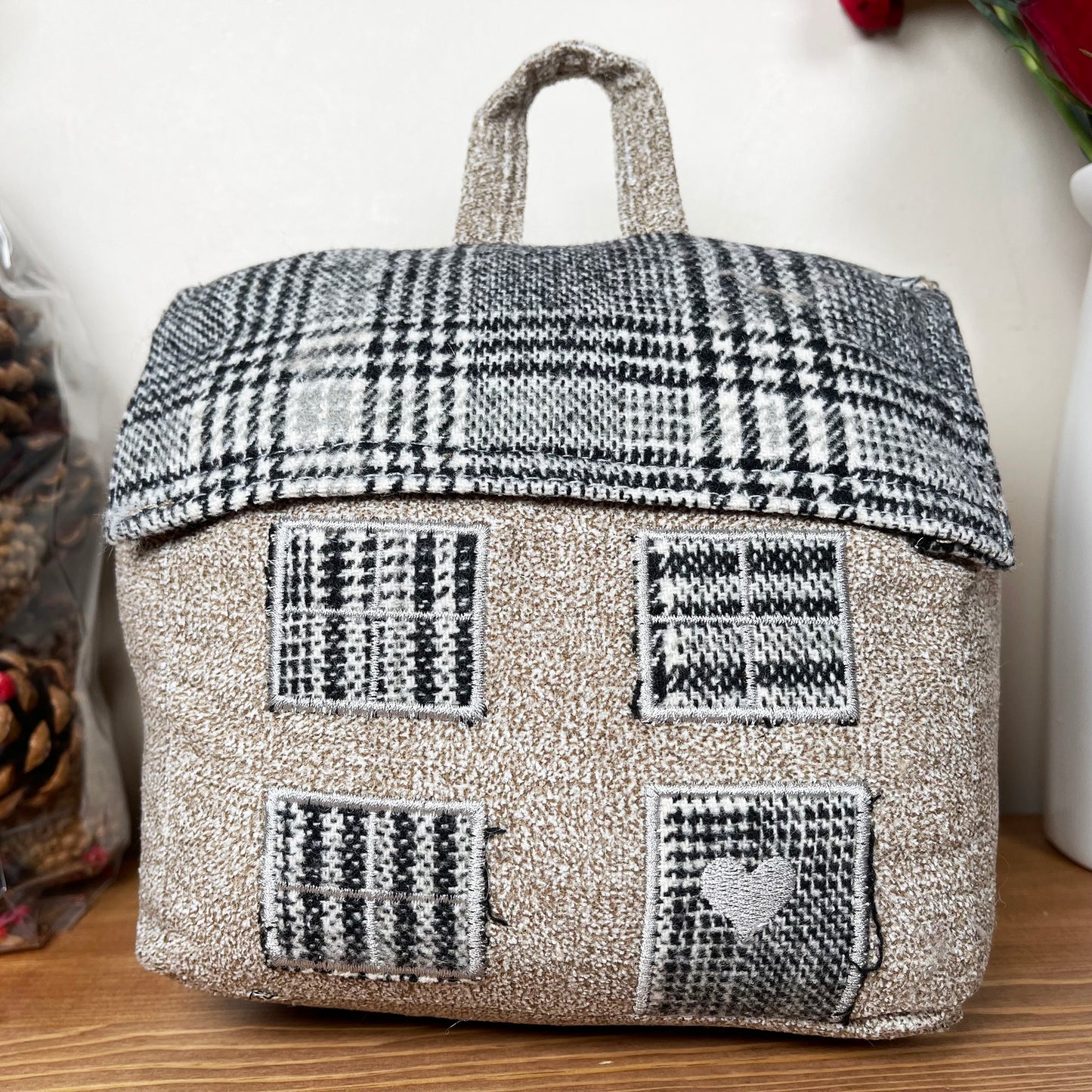 Tartan Grey Cottage House Doorstop