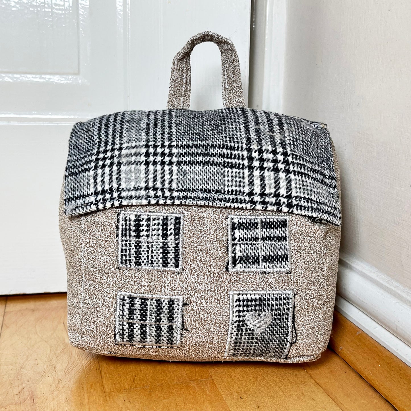 Tartan Grey Cottage House Doorstop