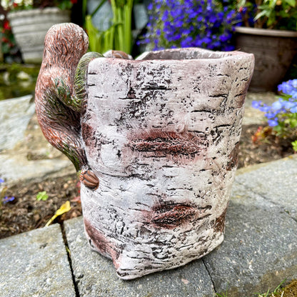 Cement Sloth Planter - Birch Tree Log