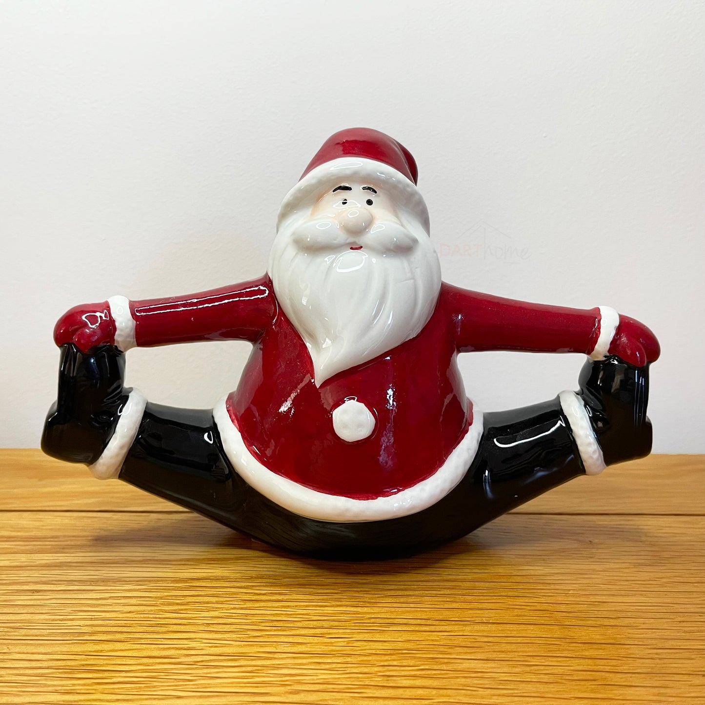 Yoga-Weihnachtsmann-Figur aus Keramik