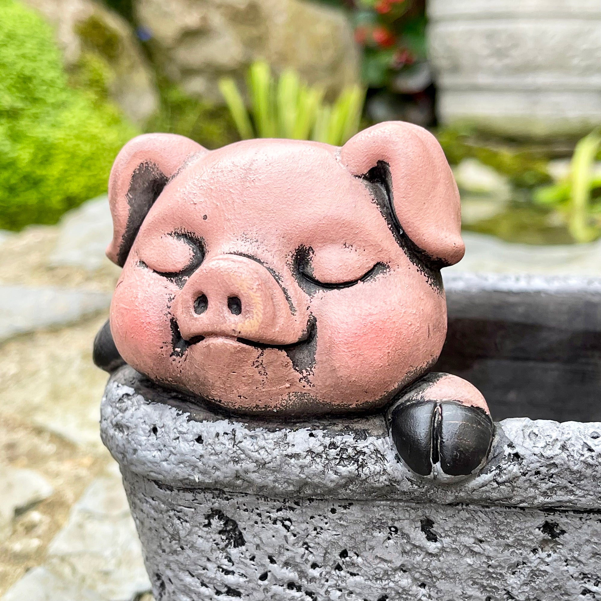 Cement Pig In Trough Planter