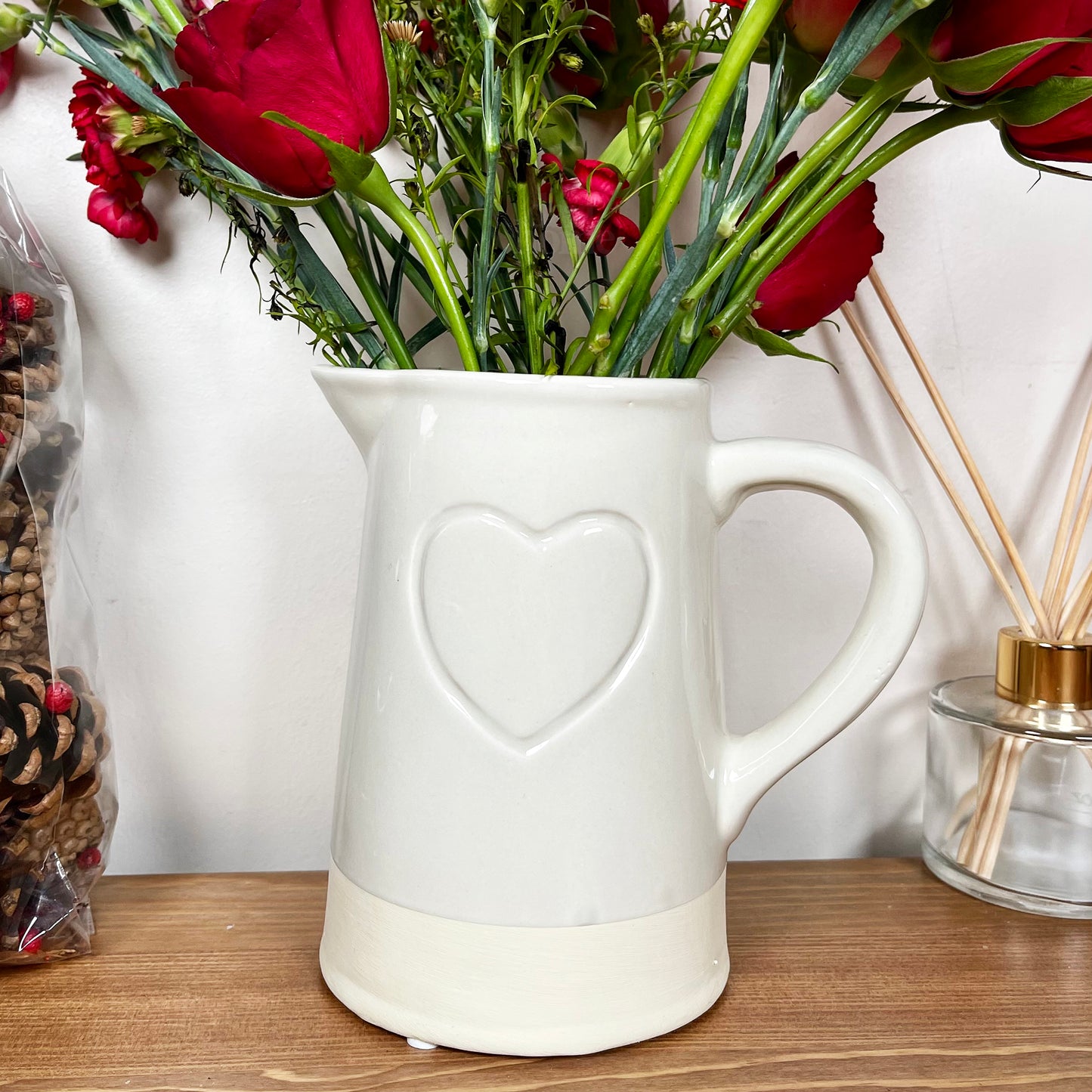 Two Tone Embossed Heart Jug Vase